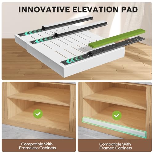 Seinloes White 2 Pack Pull Out Cabinet Organizers 15.2-26.3" Wide, 21" Deep with Adjustable Width & 3 Slide Rails