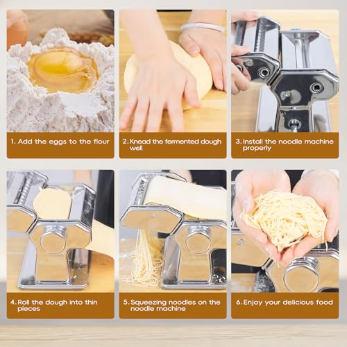 MZTOGR 3-in-1 Pasta Maker Machine - 9 Thickness Stainless Steel Roller - MZ-150PR