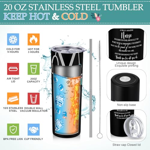Skylety Nurse Gift Set with 20oz Tumbler – Black, includes Tote & Makeup Bag