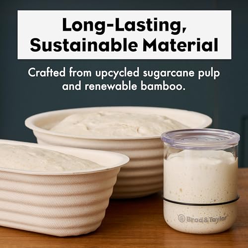 Brod & Taylor 2-Pack Bamboo & Sugarcane Proofing Baskets for Sourdough & Artisan Bread – 10” Batard Banneton Set