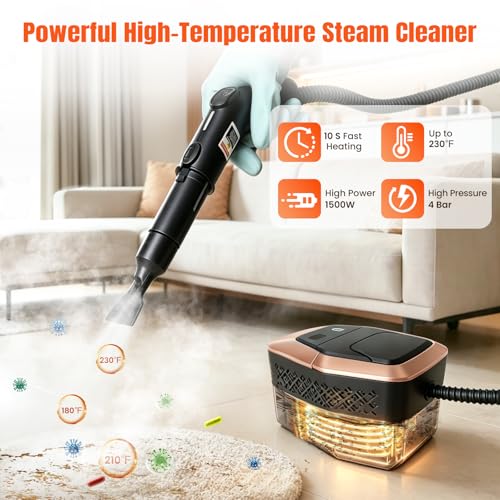 QIJIAA Handheld Steam Cleaner for Home & Car, 3-Level Adjustable, 1.8L Tank