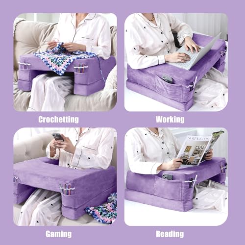HOMBYS Adjustable Foam Crochet Pillow for Lap Support, Soft Velvet