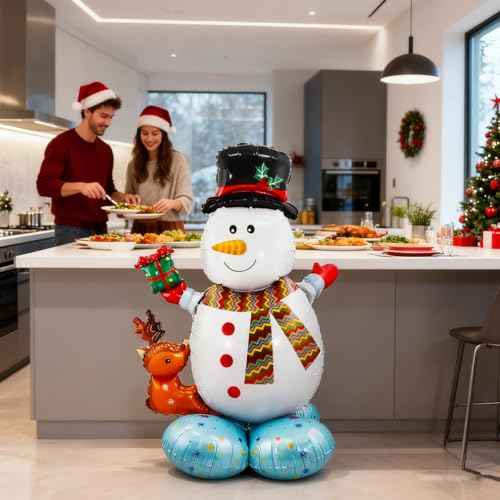 Christmas Party Balloons Decorations - Large Snowman Balloons Christmas Foil Balloon for Winter Holiday Christma Party Decor Supplies