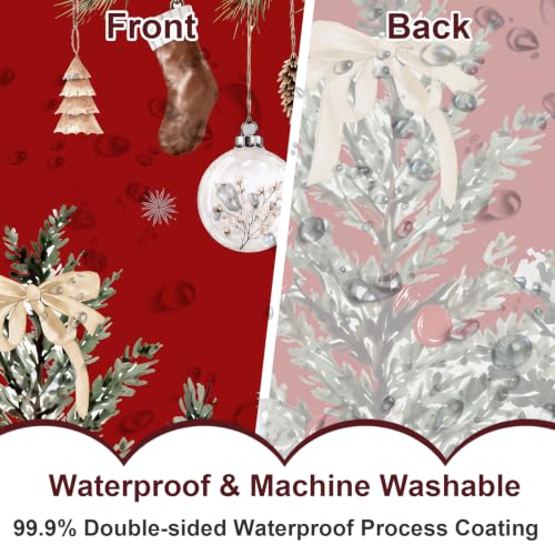 Baccessor Christmas Shower Curtain 72x72 Inches Red Pine Tree Holiday Bathroom Decor