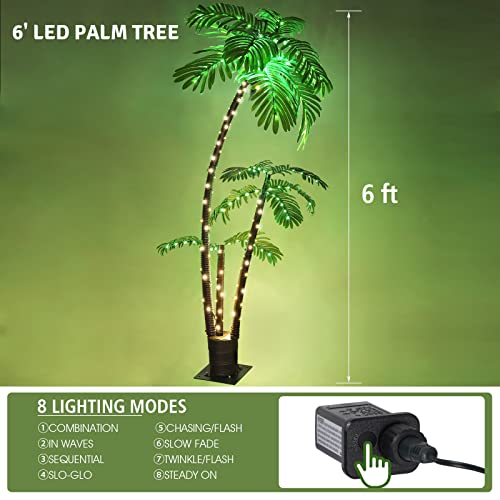 OUSHENG 6FT Lighted Palm Tree Outdoor Christmas & Patio Decor