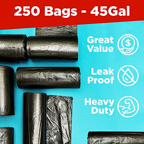 Heavy Duty Trash Bags 40-45 Gallon - 250 Pack, Black, Eco-Friendly, ToughBag Variation of THIS listing