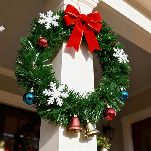 Yuubin 50Ft Green Christmas Garland Decoration Non-Lit Indoor Outdoor Holiday Wreath