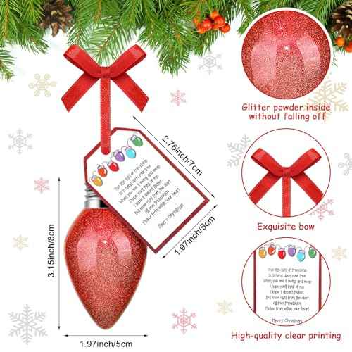Christmas Friendship Ornament - 3.15'' Glitter Christmas Bulb with Poem Card & Red Bow Stocking Stuffer for Women
