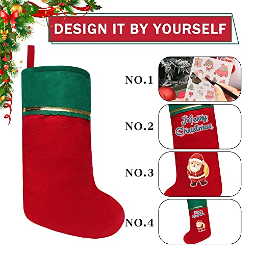 Tokforty 60 Pack Felt Christmas Stockings - 19 In White Cuff Gold Trim, 30 Red + 30 Green