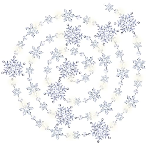 VIHOSE 2 Pcs Lighted Snowflake Garland Christmas Decor 22ft Warm Battery-Operated