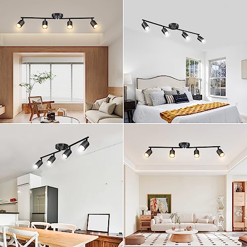 BoostArea 4-Light Black LED Track Lighting Kit, Rotatable Ceiling Spotlights