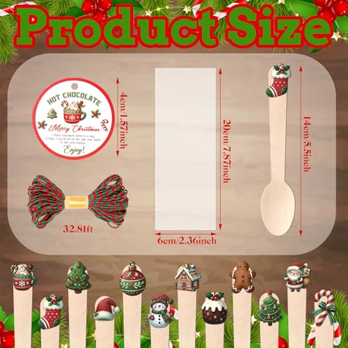 Cute Vesici 120 Piece Christmas Wooden Spoons Hot Cocoa & Dessert Utensil Set