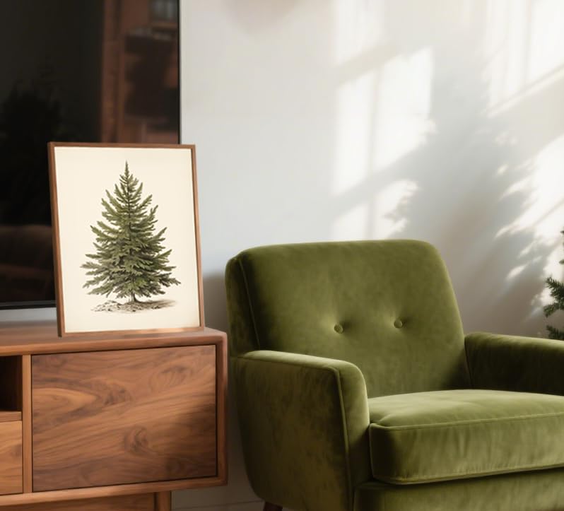 Jeecalart Vintage Christmas Tree Wall Art 8x10 Unframed Rustic Pine Print 10" x 8"