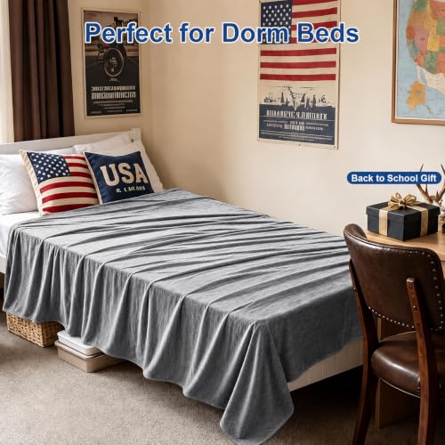 KMUSET Light Grey Twin Cooling Blanket 60x80 Inches for Hot Sleepers Summer Bed Cover