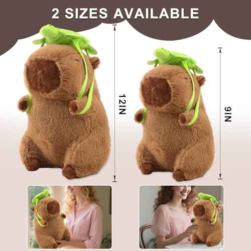 Capybara Plush With Turtle Backpack - Cute Stuffed Animal Kawaii Plush Pillow - Birthday Gift for Kids Boys Girls 12 Inch