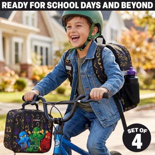 Get Trend Lego Ninjago Boys Backpack 4-Piece Set with Lunch Bag & Water Bottle - Multi