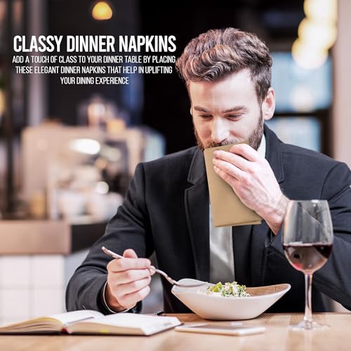 Utopia Home Beige Cloth Napkins (144 Pack, 20x20Inches), Ideal Dinner Napkins for Party, Wedding and Lunch/Dinner