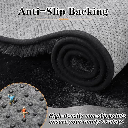 Zomfy Black 9'x12' Shag Area Rug for Living Room & Bedroom, Washable Plush Fuzzy Carpet