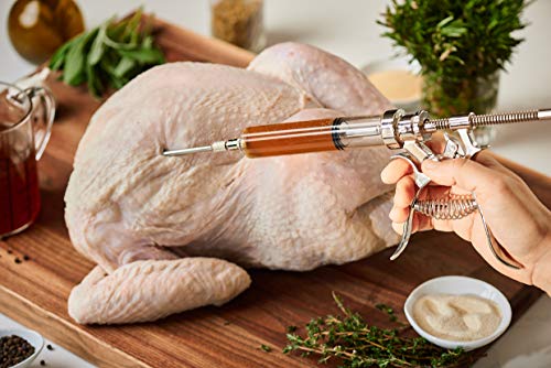 Automatic BBQ Meat Marinade Injector Kit with 4 Needles & Case - 2 oz Capacity