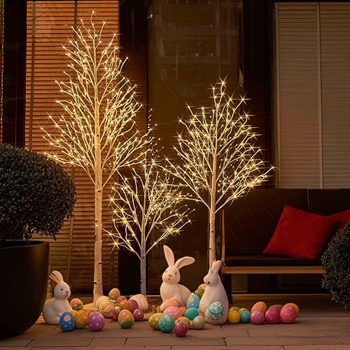 Hairui Lighted Birch Tree Plug in 4FT 72 LED White Twig with Lights