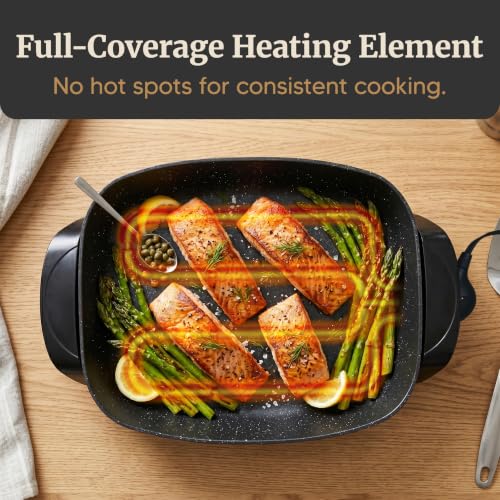 Elite Gourmet 10.5 Qt Nonstick Electric Skillet - Extra Deep 16x13 Inch, Dishwasher Safe