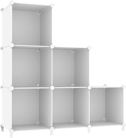 AWTATOS Cube Storage Organizer - 6 Cube Closet Shelves for DIY Stackable Storage | White