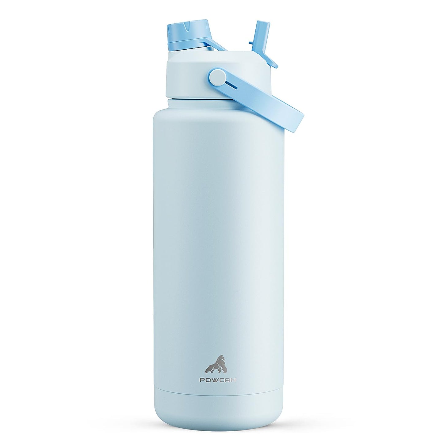 POWCAN 40 oz Insulated Water Bottle with 2-in-1 Straw and Spout Lid, Keep Cold 24H, Leak-Proof, BPA-Free, Double Wall Stainless Steel Water Bottle for Sports, Gym, Travel, and School (Sea Breeze)