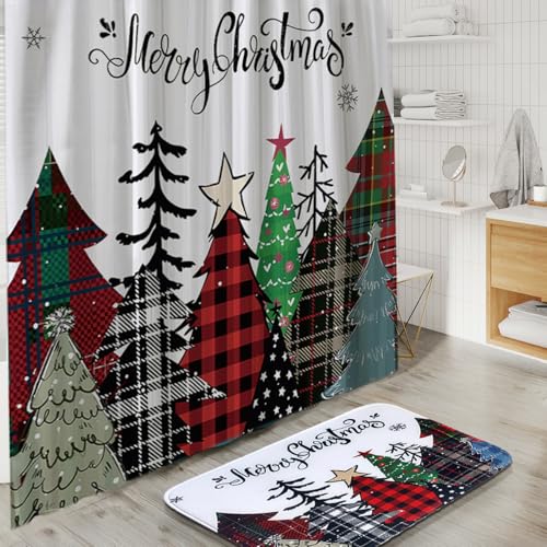 Clara Clark Bathroom Set - Christmas Shower Curtain Set, 19PC