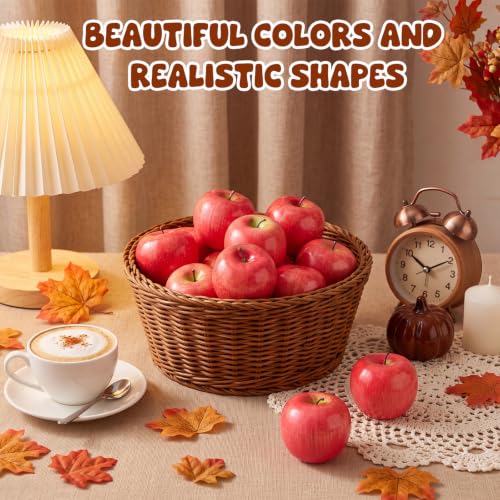 Artificial Red Apples Decor - 12 Fake Plastic Fruit for Home & Event Decoration