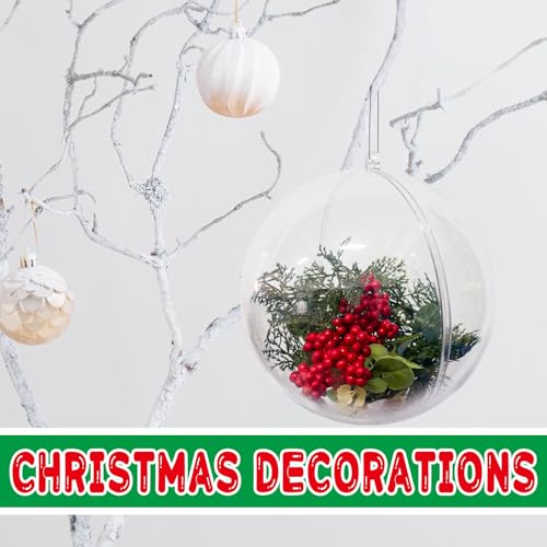 Haawooky 7.8 Inch Extra Large Clear Fillable Christmas Ornaments - 2 Pack