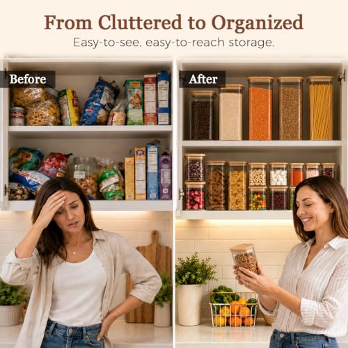 Glass Storage Containers with Lids - 2 Qt Set of 3, Food-Grade Pantry Jars
