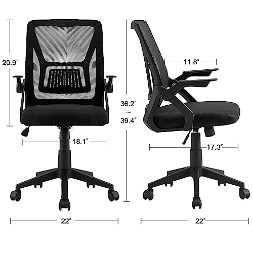 VECELO Mid-Back Mesh Ergonomic Office Chair with Adjustable Arms - Black