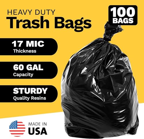 ToughBag 55-60 Gallon Medium Duty Trash Bags 100 Pack - Black