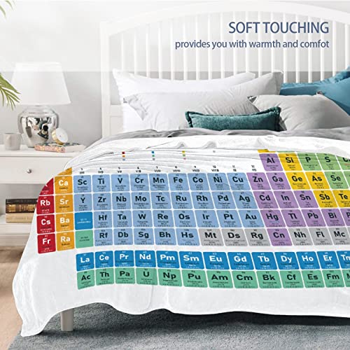Periodic Table Elements White Microfiber Flannel Throw Blanket 60x50 for Teen — Padumuttara