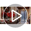 Der Rose Artificial Poinsettia Flowers 8 Stems with Holly Berries - Holiday Decor