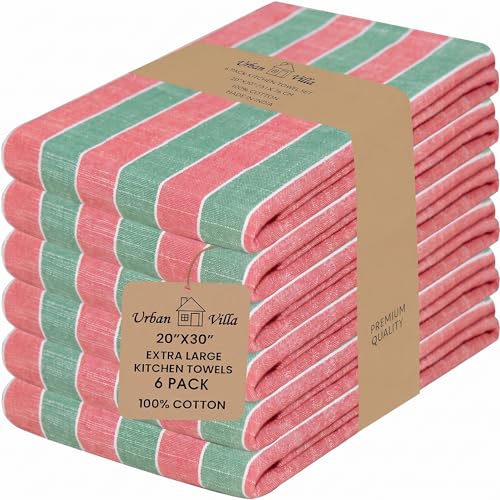 Urban Villa Christmas 20" x 30" Cotton Kitchen Towels Set of 6 (Variation: 20" x 30" / 114 Christmas)