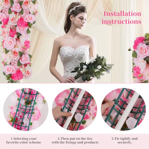 Pink Wedding Arch Decorations 10 Pack - 20.47 Inch Faux Silk Flowers