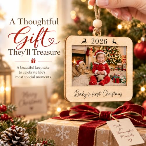 KINGDUHU Baby's First Christmas Horizontal Photo Ornament - Family Keepsake