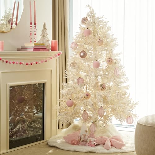 DN Deconation Pink & Green 4-Pack Christmas Glass Ball Ornaments 3.14"