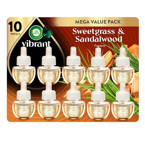 Air Wick Plug-In Refills - Caribbean Sweet Grass & Sandalwood, Essential Oil, 10 Count