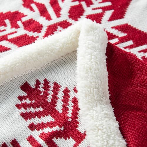 Red 48" Knitted Christmas Tree Skirt with Snowflake Pattern – Glitzhome