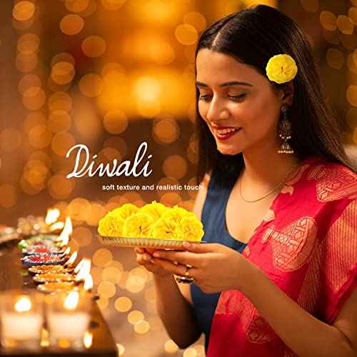 50 Pcs Marigold Flowers Silk Artificial Marigold Flowers, Mexican Flowers Decoration for Baby Shower Wedding Party Decoration Halloween Christmas New Year Decor