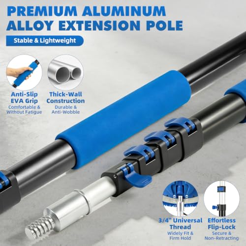 High Reach Duster Kit with 3-12FT Telescopic Extension Pole for Ceiling & Fan Cleaning