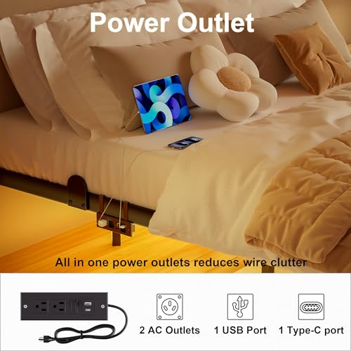 LUKIROYAL Floating Bed Frame Full Size with Smart LED Lights and