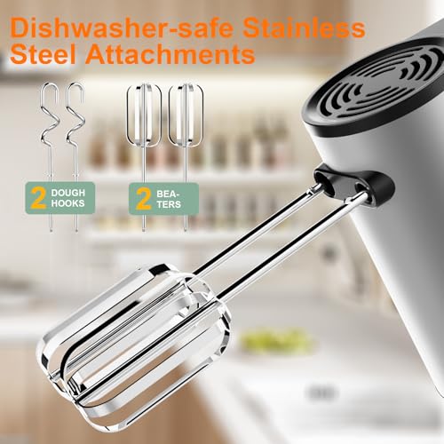 Electric Hand Mixer 660W with 5 Speeds & Stainless Steel Attachments - Black