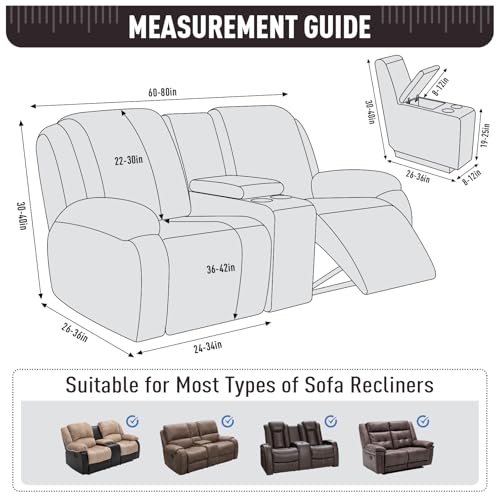 Stretch Loveseat Recliner Cover with Console - Chocolate, 2 Seat