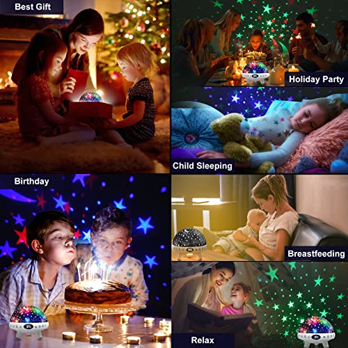 YACHANCE Kids Sound Machine with Night Light & Star Projector - White