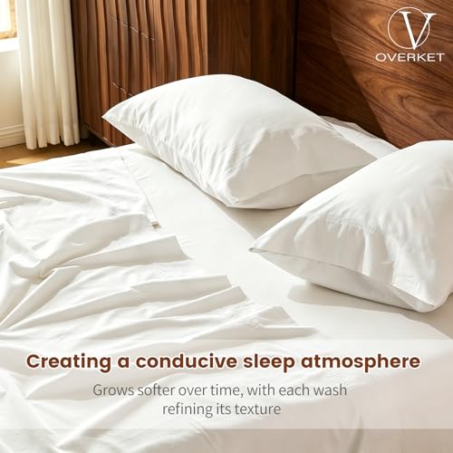 Deep Pocket Linen Sheet Set Queen Size - 4 Piece All-Season Breathable Bed Bedding