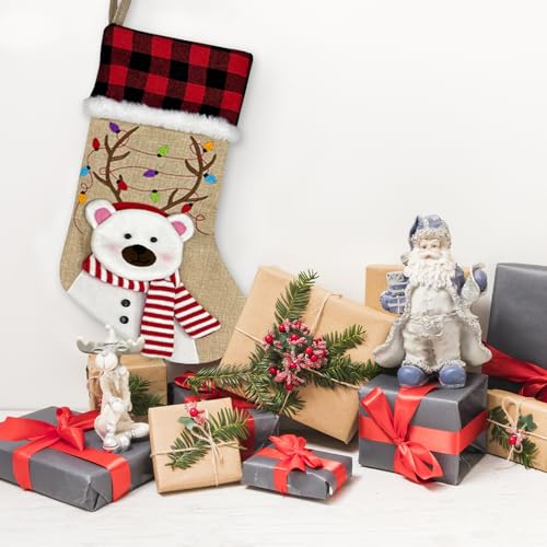 LANGFON Style2 Large Polar Bear Christmas Stockings Felt Xmas Decor Fireplace Hanging