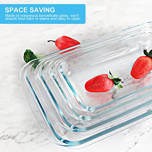 Glass Baking Dish Set with Lids - 4 Sizes, Borosilicate, Gray Variations